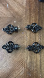 Antique Cast Iron Finials with Ornate Scroll Design Lot of 4