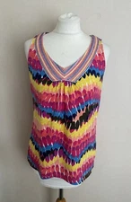 Boden Multicolour 100% Cotton Jersey Sleeveless Vest Top Size 10 VGC Embroidered