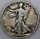* 1936-S Walking Liberty Half Dollar 90% Silver As Shown