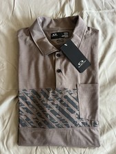 OAKLEY Men's XL, Sand Stripe Hydrolix Storm Front Pocket Polo-NWT-A1