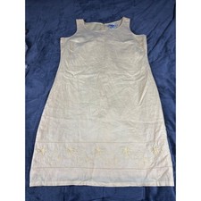 Old Navy Womens Yellow 100% Linen Sleeveless Floral Embroidered Shift Dress 12