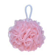 LISSOMPLUME Mesh Pouf Bath Sponge Exfoliating 1 Count Pack of 1 , Pink
