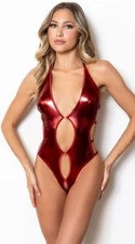 Seven 'Til Midnight Crotchless Keyhole Teddy NWT Metallic Red One Size Fits Most