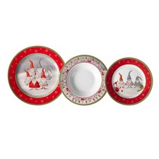 Cecaro Group - Servizio Piatti Natalizi 18 pz - Fantasia Gnomi