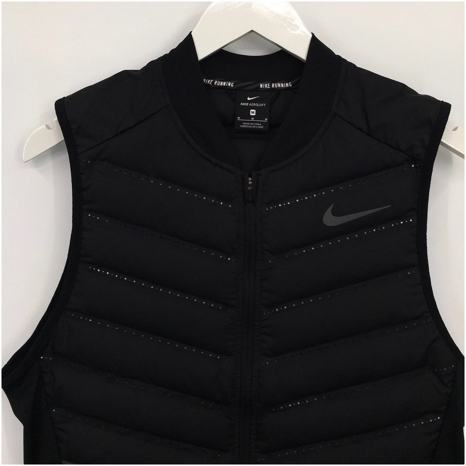 Nike Aeroloft 800 Running Down Vest Mens Medium Black Puffer Full Zip 800497-010 image 2
