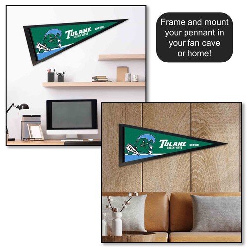 Tulane Green Wave 12 in X 30 in Wordmark College Pennant - Picture 4 of 4