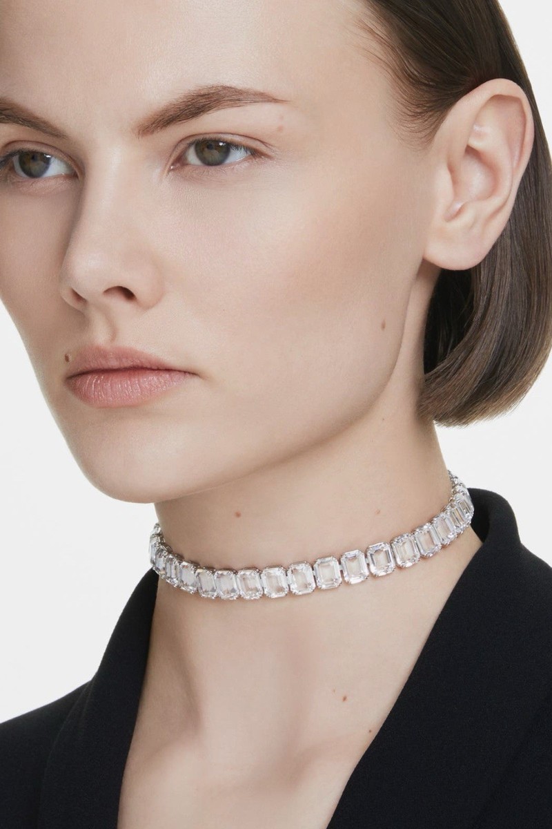 Swarovski Millenia Octagon Crystal Choker Necklace in Rhodium