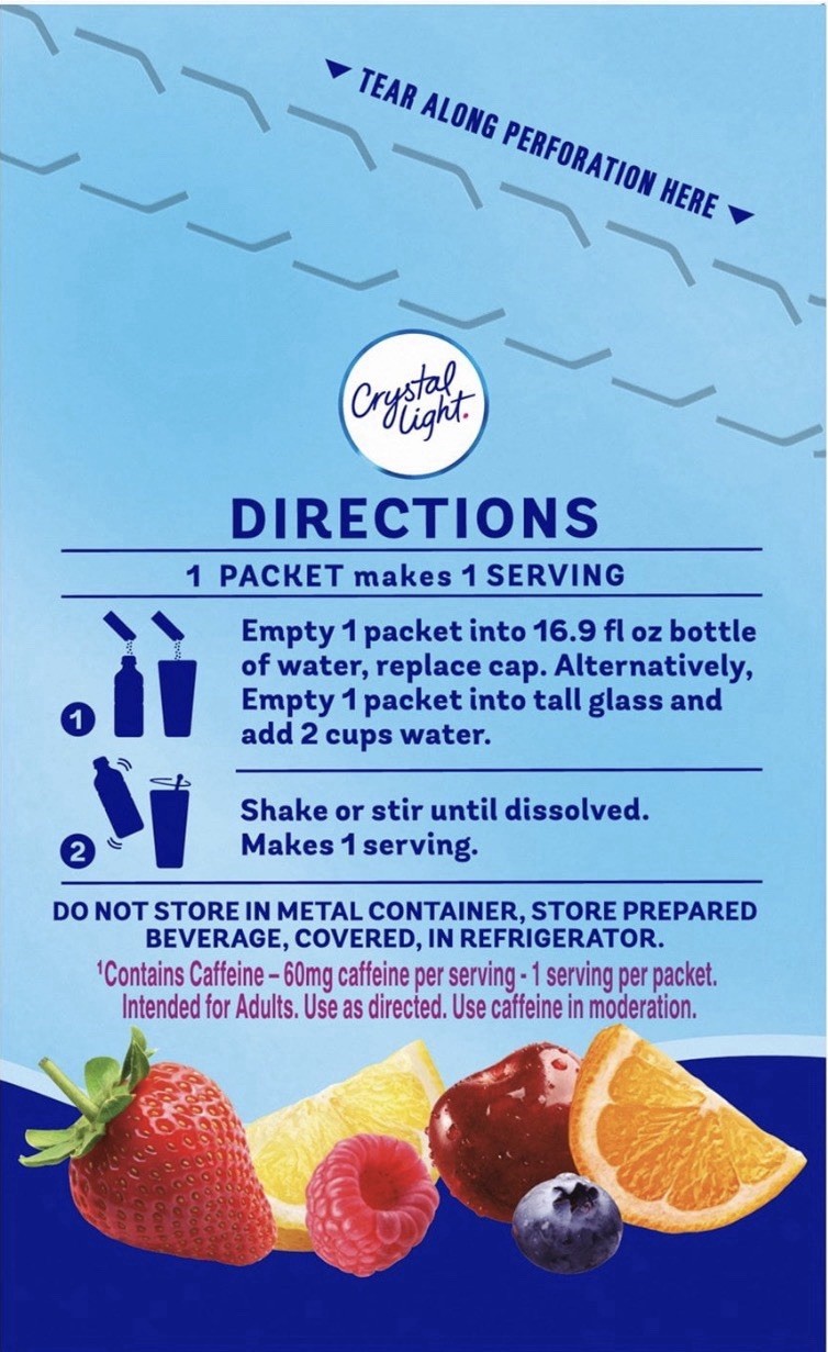 Pack of 2 Crystal Light Zero Sugar Variety Pack Drink Mix 60 Powder Packets Each