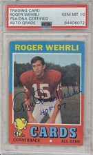 1971 Topps Roger Wehrli Rookie Full Autograph PSA 10