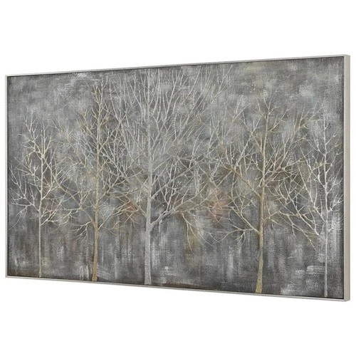 Uttermost Parkview Wood Linen and Plastic Landscape Art in Gold/Gray/Silver - Picture 3 of 4