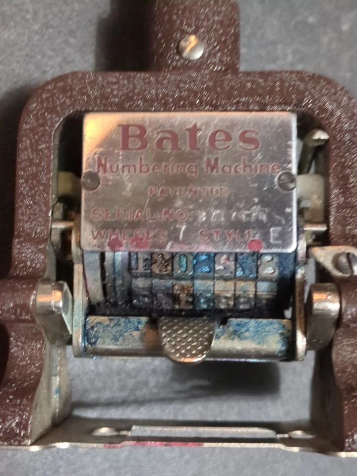 Bates Mfg Co Numbering Machine Stamp 7 Wheels Style E Vintage - Image 3 of 4