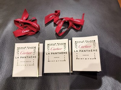 3X Cartier La Panthère Parfum / EDP 1.5ml / 0.05 fl oz SAMPLE VIAL + 2 Ribbons