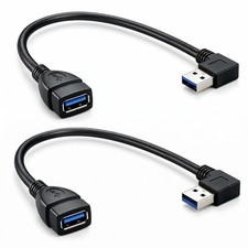 USB 3.0 Male to Female Extension Data Cable Left Right Angle 2PCS 20CM 8IN