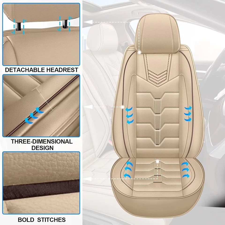For Cadillac SRX 2010-2016 PU Leather Car 5-Seat Covers Front&Rear Cushion Pad Foto 2 de 4