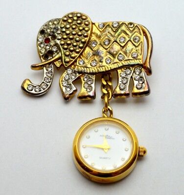 VINTAGE ADORA BRANDED ELEPHANT BROOCH QUARTZ WATCH