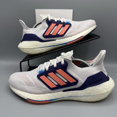 Adidas Ultraboost 22 Shoes Women's 8 White Indigo Athletic Running Sneakers