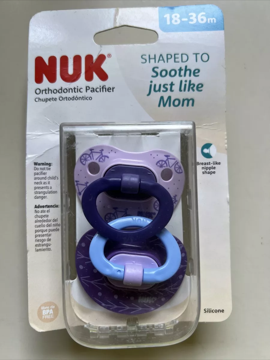 New Nuk Orthopedic Pacifier Shape to Soothe Just Like Mom 18 36 Months Purple