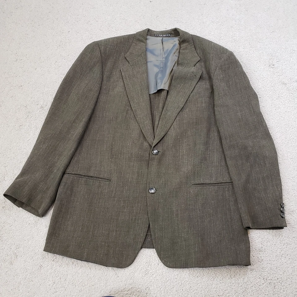 Blazer Vintage Hugo Boss Hombres 44L Marrón Dorado Lana LINO Chaqueta Abrigo Deportivo Foto 2 de 4