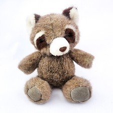 Vintage Russ Berrie Racoon Macaroon Plush Stuffed Animal Brown White