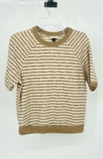 UNIVERSAL THREAD TAN WOMEN’S SHORT SLEEVE STRIPE TOP - Size MEDIUM