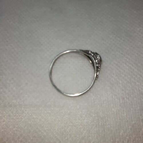 07K14 JOLIE STYLE ANCIENNE BAGUE EN ARGENT MASSIF JADE MALACHITE 925 TAILLE 57 - Photo 4 sur 6