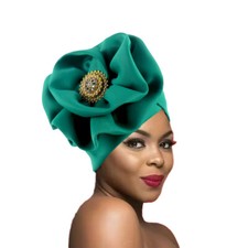 Flower Wedding Cap Headwrap Gele Headtie Women African Nigerian Headcover Beanie