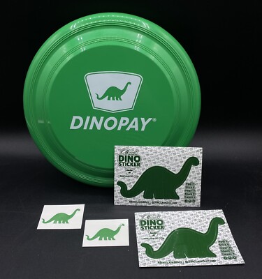 Sinclair Dinosaur Flying Disc Tattoo Stickers Green Brontosaurus Oil Promo NEW