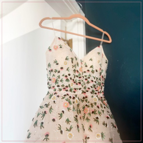 $5990 New Monique Lhuillier Crystal Bead Embellished Floral Tulle Runway Dress - Picture 8 of 16