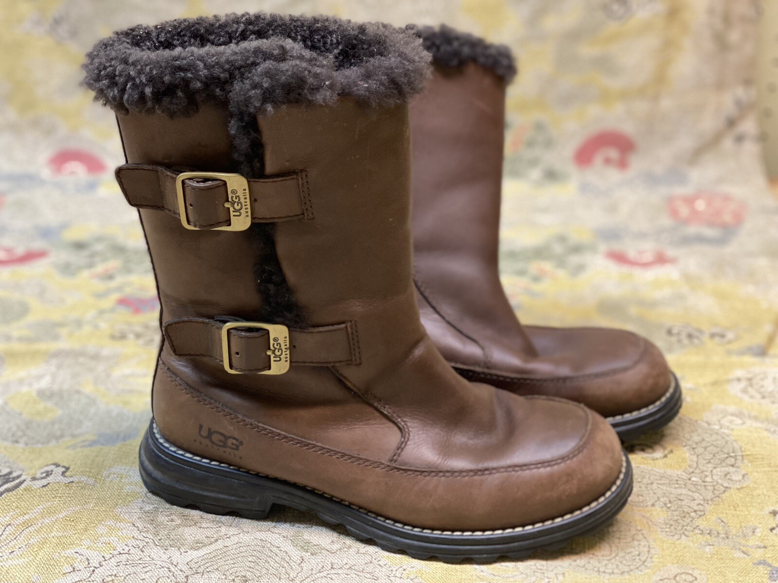 Ugg Austrailia Brown Leather Boots w 