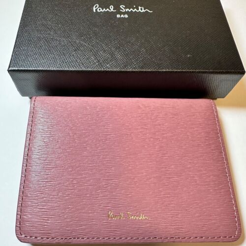 Paul Smith Card Case Pass Holder Leather Wallet Bright Multi Stripe Lilac Purple - Picture 1 of 17