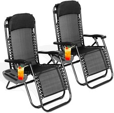 2x Sun Lounger Zero Gravity Chair Garden Folding Recliner Outdoor Portable Patio