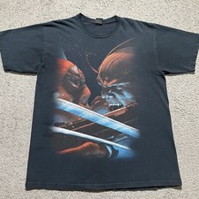 Vintage Mad Engine Marvel T Shirt Mens Large Black Wolverine Deadpool Mega Print