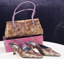 Davina Fashion Purple Multicoloured Bag and matching shoes UK5 set pre-owned