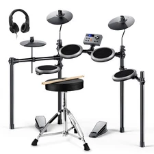 Donner DED-70 Electric Drum Set With Throne Headphones Online Lessons | Gray
