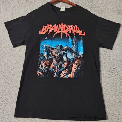 Boundless Obscenity by Brain Drill Black Graphic T Shirt Men's Size Medium