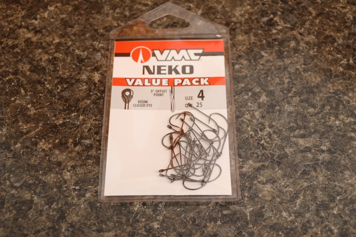 VMC NK Neko Hook Wacky Rig Size 4 Pack of 25 NK-04 Black Chrome Bass Hooks