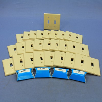 25 Leviton Ivory EXTRA DEEP 2-Gang Toggle Switch Cover Plastic Wallplates 86309