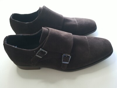 Double Monk Strap Dress Shoe Mens 10.5 Brown Suede Leather  display picture 3