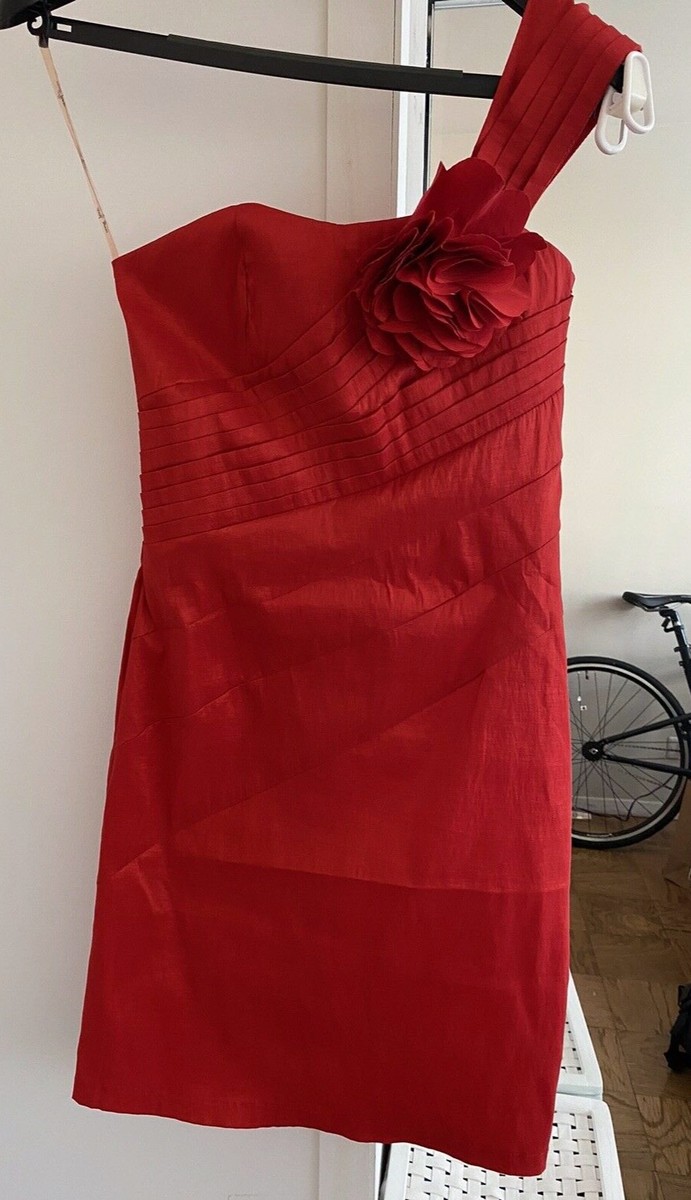 red off the shoulder pencil dress Carolina Herrera, Off-shoulder wool-blend cocktail dress, Women, Red, US 0, Dresses, Wool