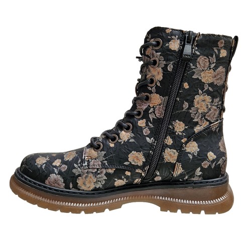 Ladies Cipriata Mid Calf Boots 8 Eyelet Floral Zip Lace Memory Foam Womens - Picture 58 of 69