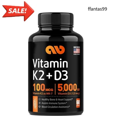 Vitamin D3 K2 Calcium Supplement -60 Capsules