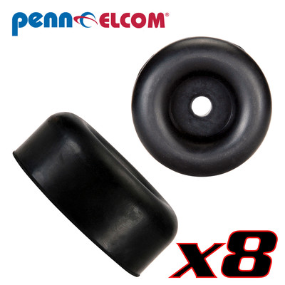 Eight Pack Penn Elcom 9106 Rubber Cabinet Foot 2.5'' Dia x 1'' H Heavy-duty Black