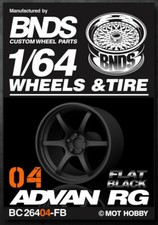 1/64 Plastic WHEELS RIMS TIRES SET For Diecast Models -ADVAN RG-04 -BLACK FLAT-