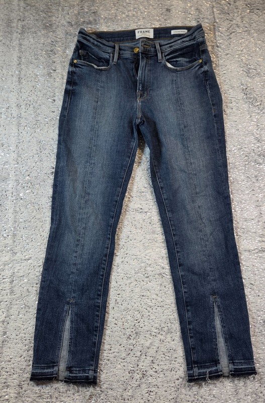 Frame Denim Le Nouveau Straight Jeans Womens 27 Split Front Sheffield Raw Hem