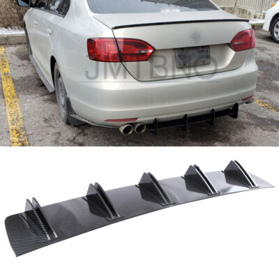 For VW Jetta MK6 MK7 Carbon Fiber Rear Diffuser Fins Bumper Lip ...