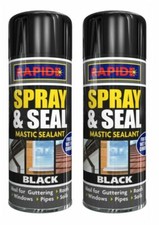 2 x Leak Stop Black Mastic Sealant Spray Seal Fix Guttering Roof Pipe - 300m