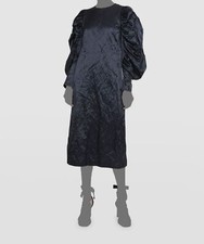 $1195 Ulla Johnson Women's Blue Crewneck 3/4 Sleeve Midi Shift Dress Size 6