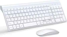 Topmate KM9000 Ultra Slim Wireless Keyboard and Mouse Combo White Silent Compact