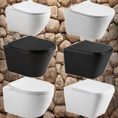 HOROW Wand-WC Set Toilette spülrandlos Hänge-WC WC-Sitz Absenkautomatik Weiß Neu