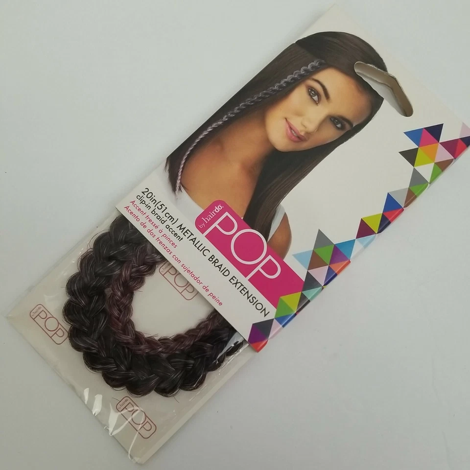 Extensión trenza metálica Hairdo POP 20" pulgadas rosa clip para cabello acento trenzado  Foto 2 de 4